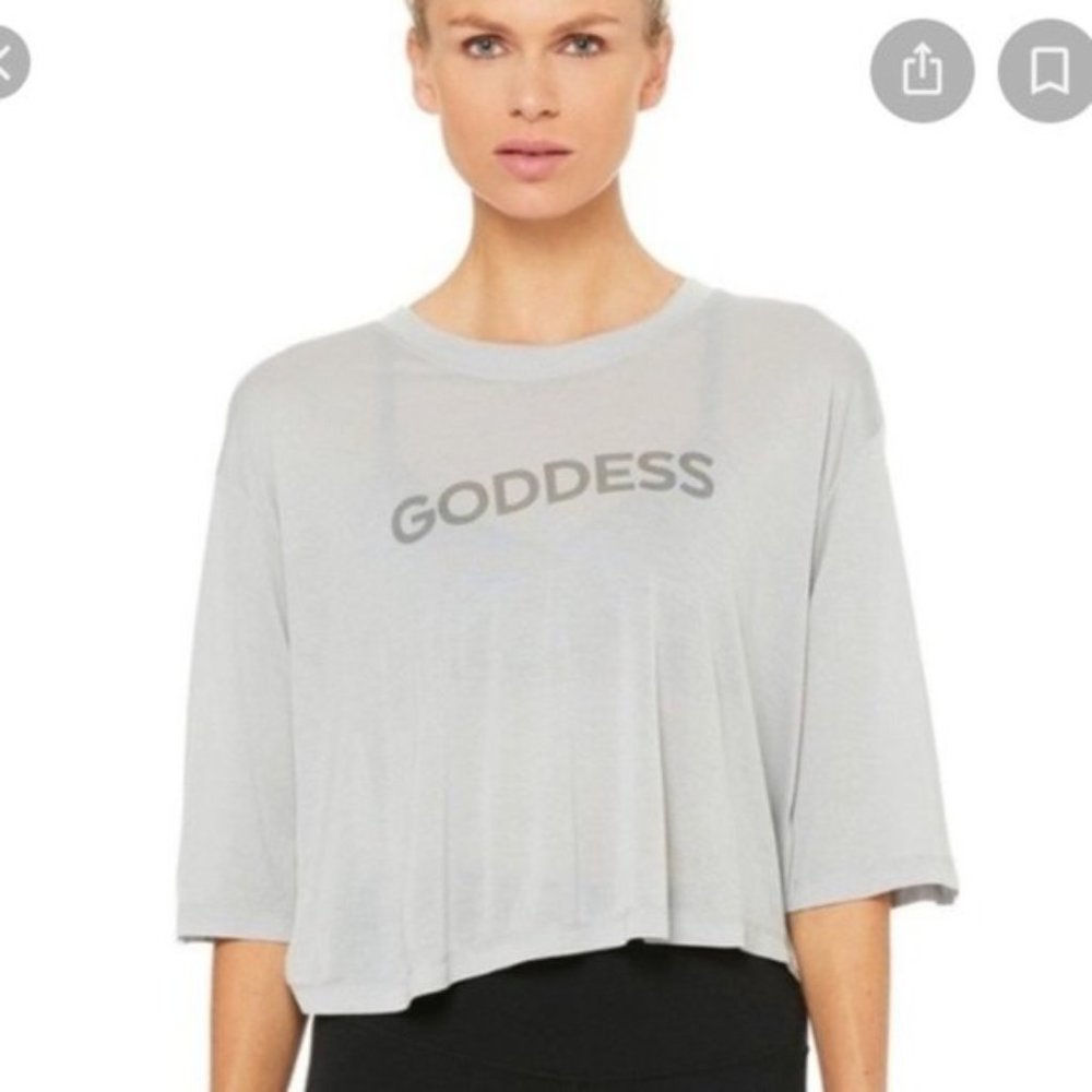 Alo Yoga Grey Verve Short Sleeve Tee Goddess NWT